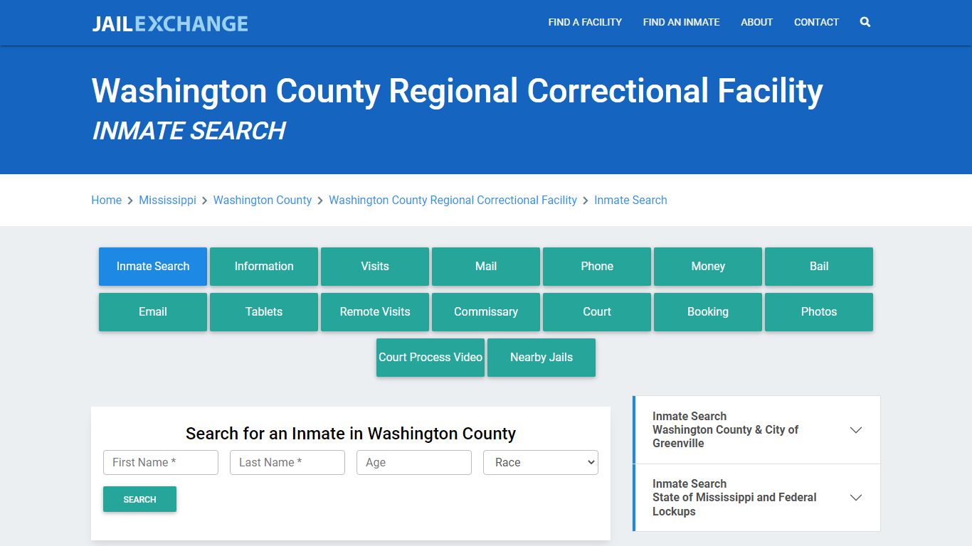 Washington County Regional Correctional Facility, MS Inmate Search ...