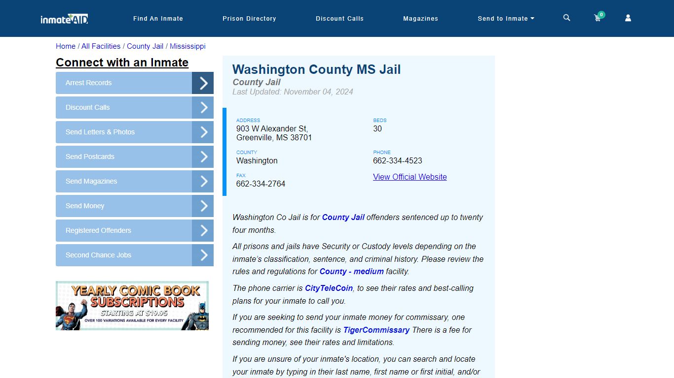 Washington County MS Jail - Inmate Locator